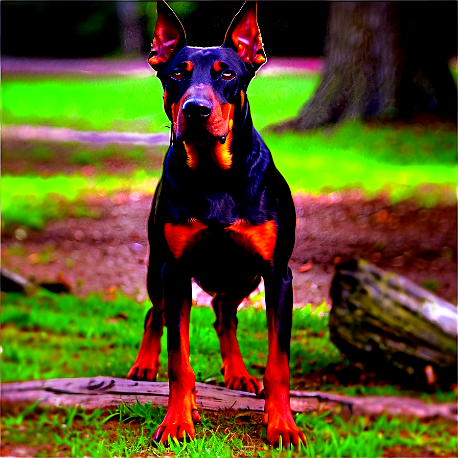 Doberman In Park Png Sri PNG Image