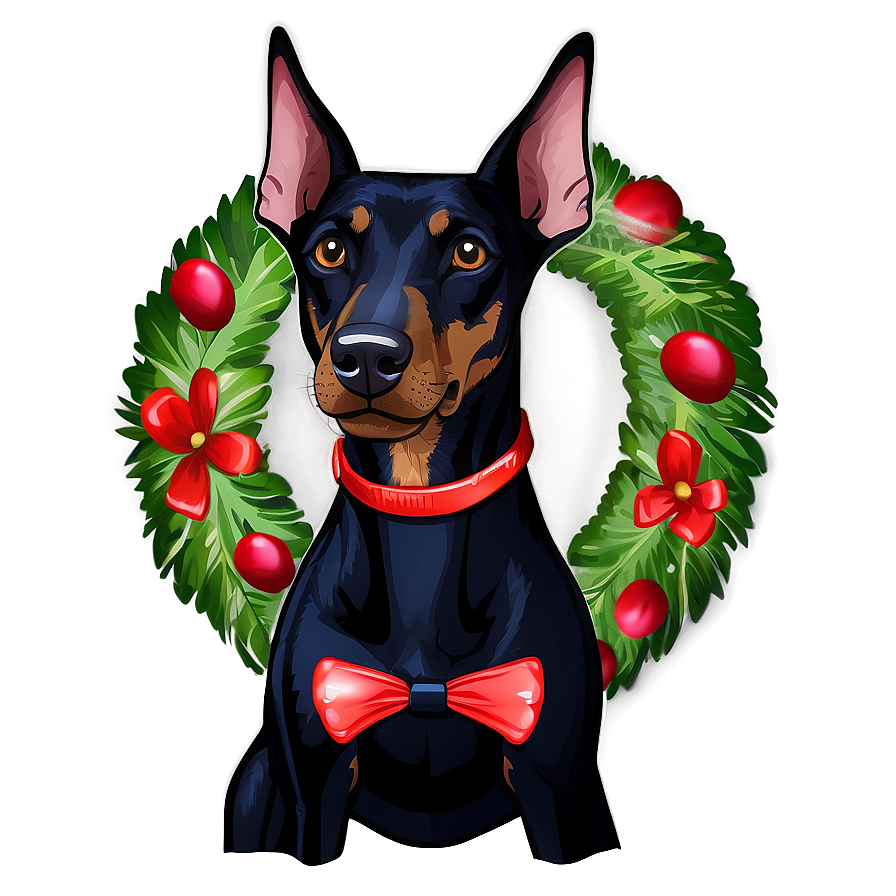 Doberman With Bow Png Rgf PNG Image