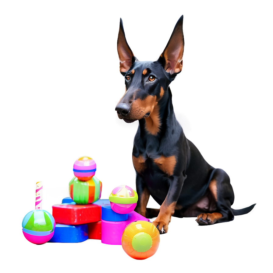 Doberman With Toys Png Jqw PNG Image