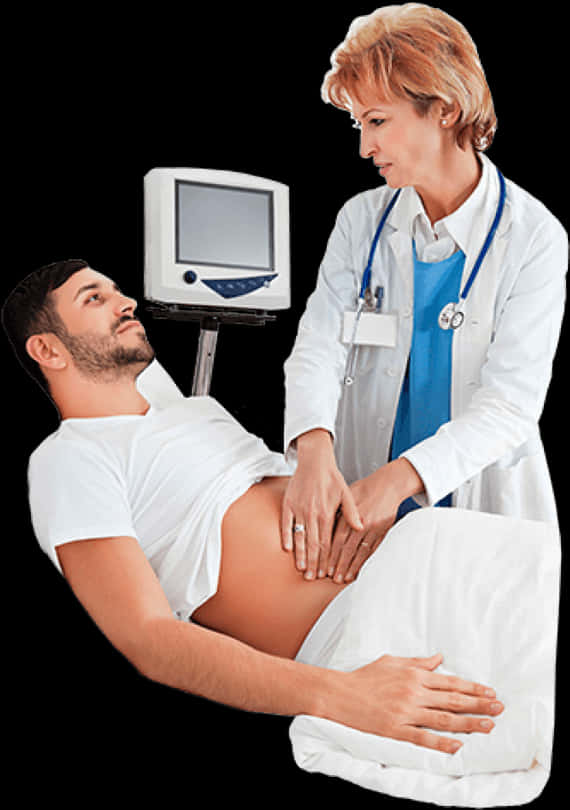 Doctor Examining Patient Abdomen PNG Image