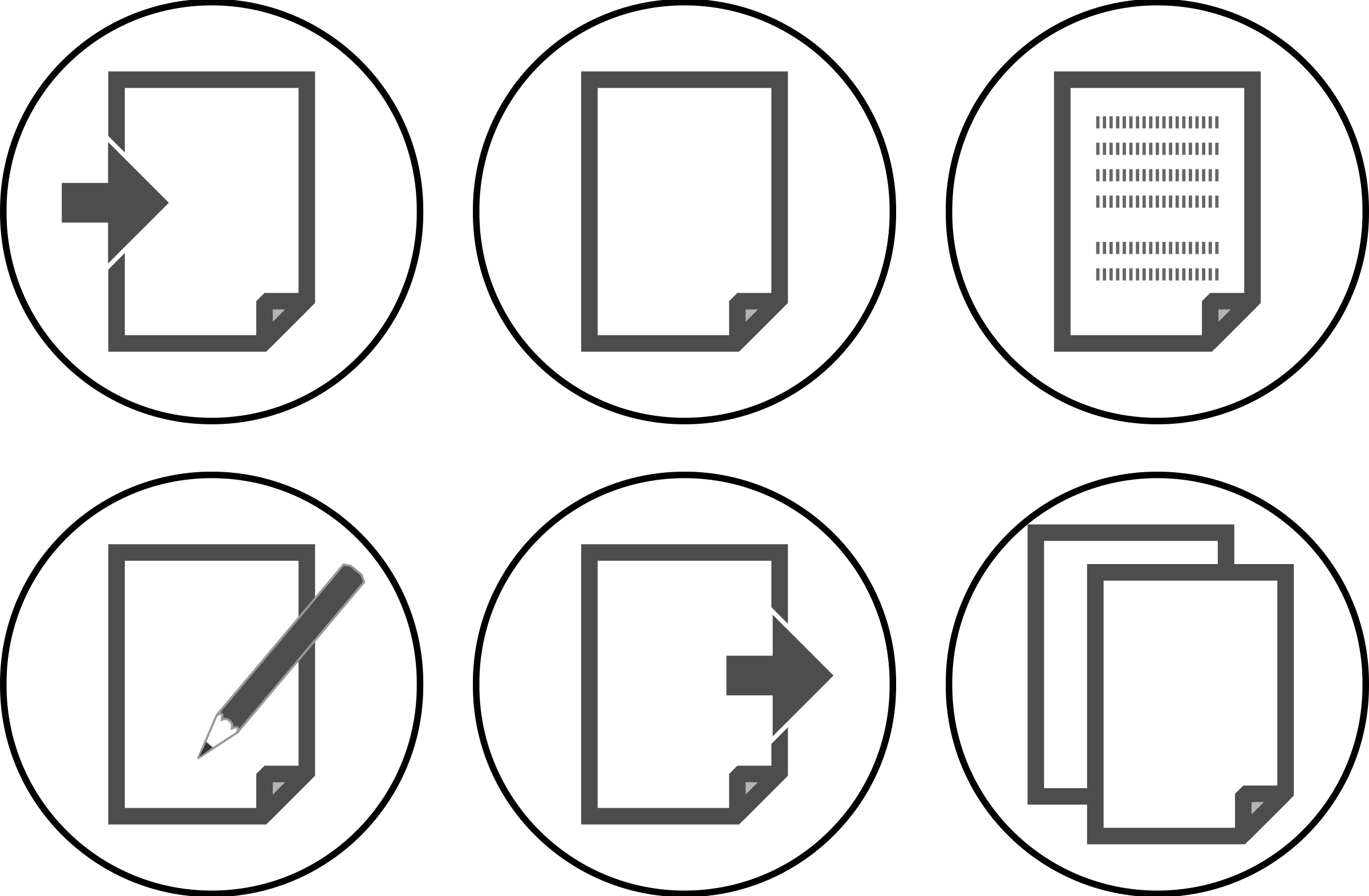 Document Processing Icons PNG Image