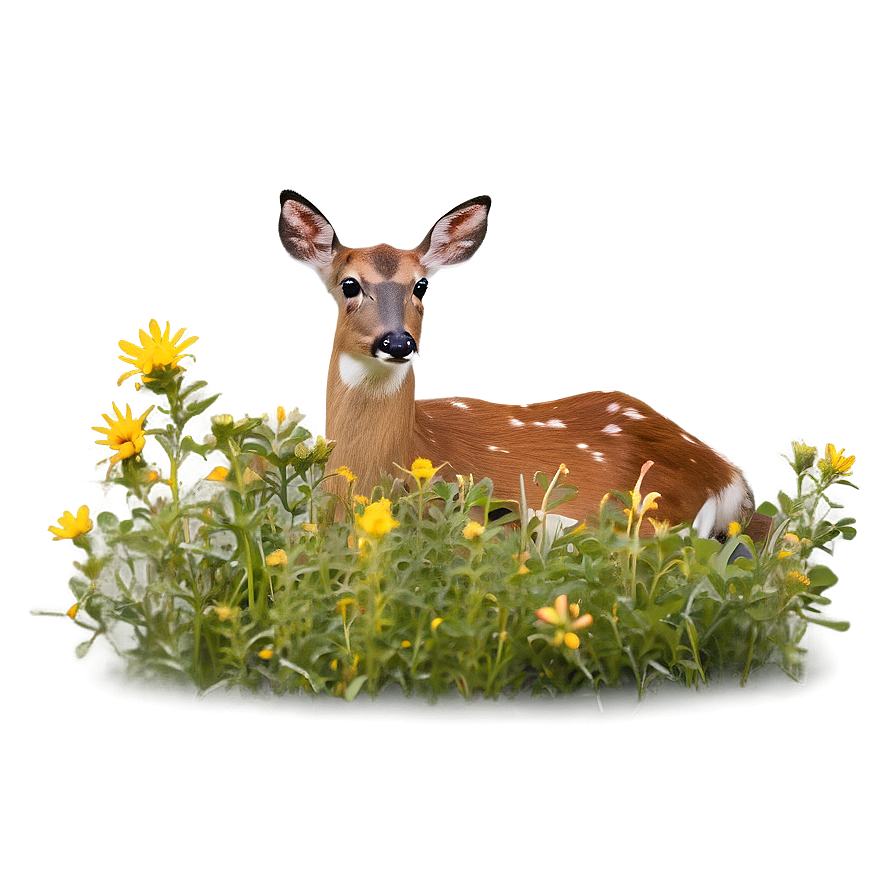 Doe Among Wildflowers Png 66 PNG Image