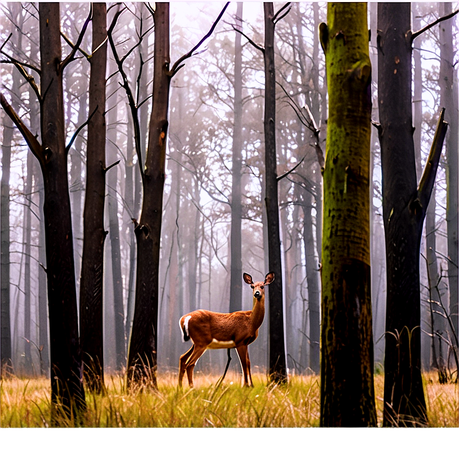 Doe In Misty Forest Png Hmc PNG Image