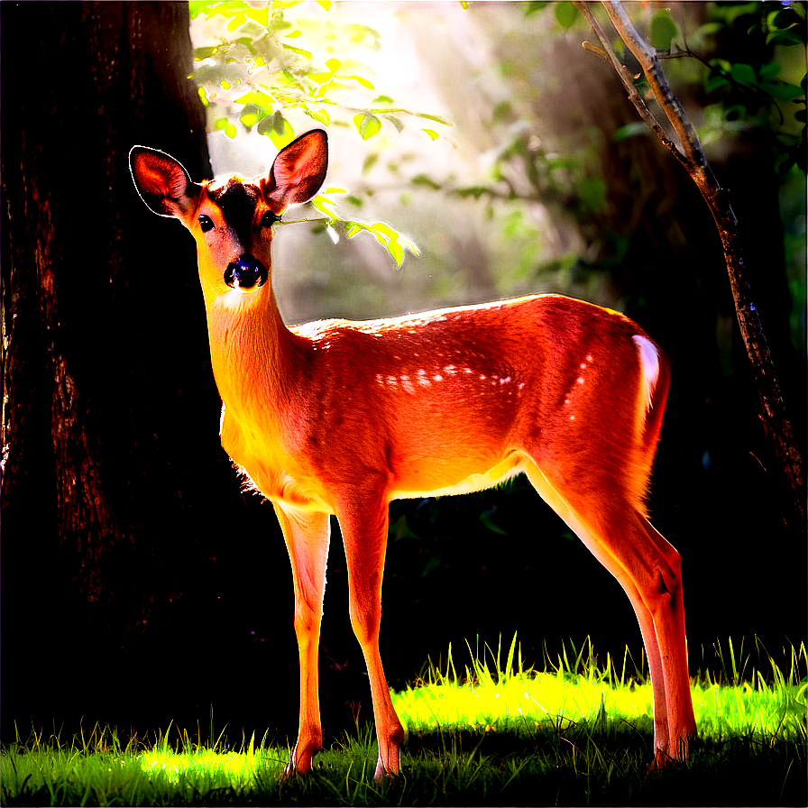 Doe In Sunlit Clearing Png Nay PNG Image