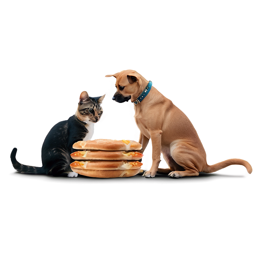 Dog And Cat Eating Together Png 2 PNG Image