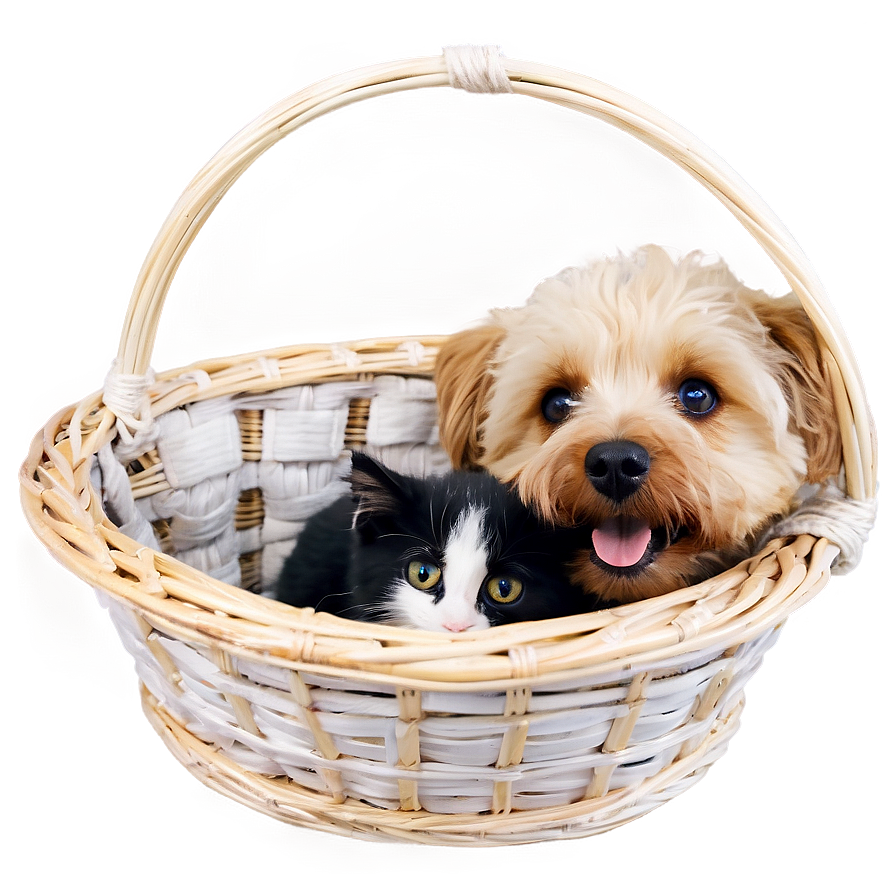 Dog And Cat In Basket Png 06242024 PNG Image