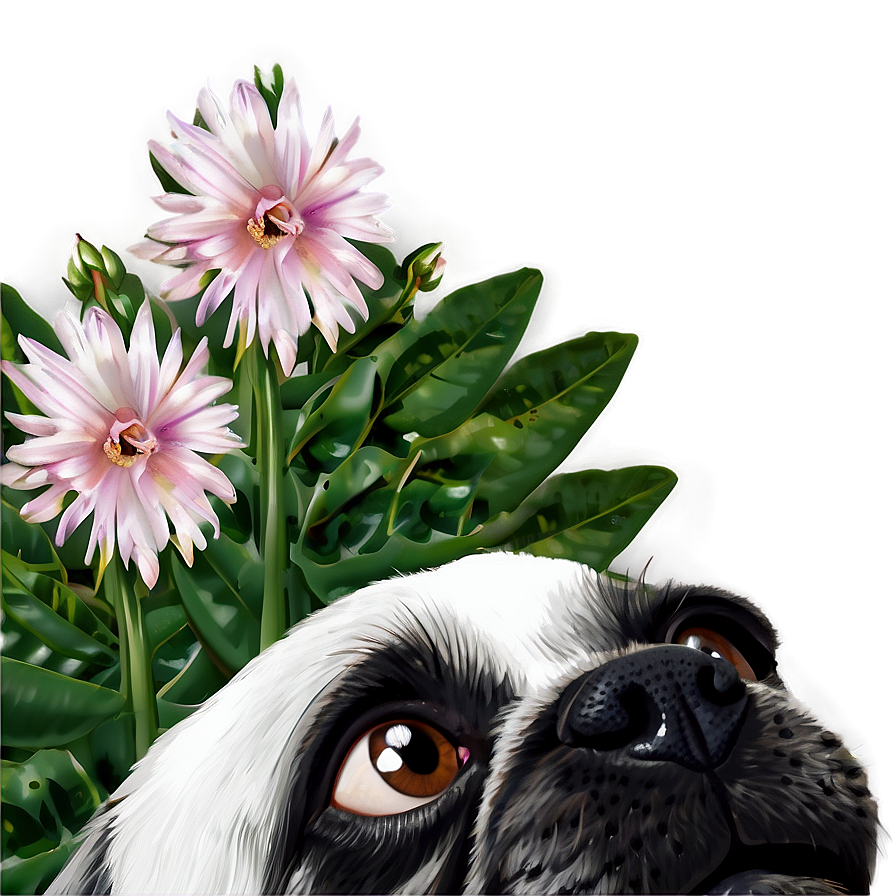 Dog Face With Flowers Png Jtr28 PNG Image