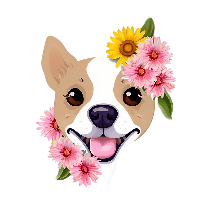 Dog Face With Flowers Png Wye PNG Image