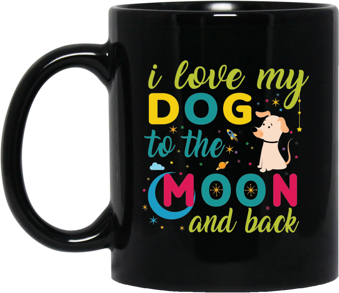 Dog Lover Black Mug Design PNG Image