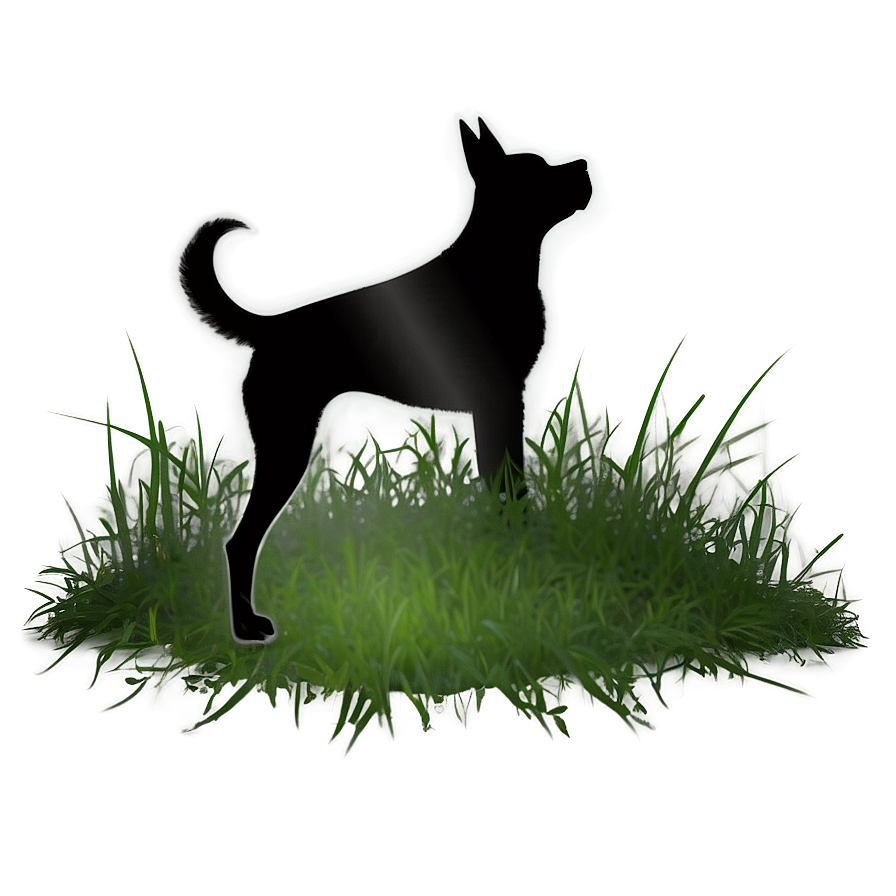 Dog Silhouette In Grass Png Elc24 PNG Image