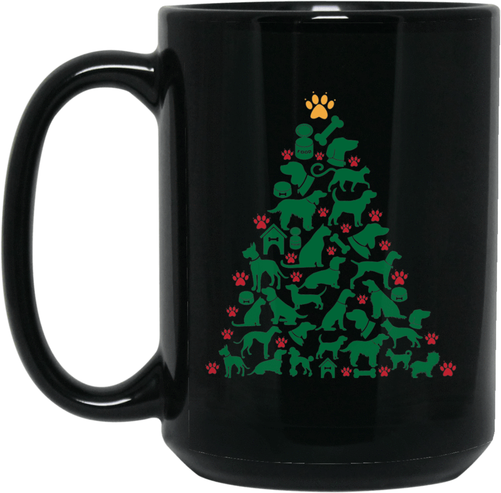 Dog Themed Christmas Tree Mug PNG Image