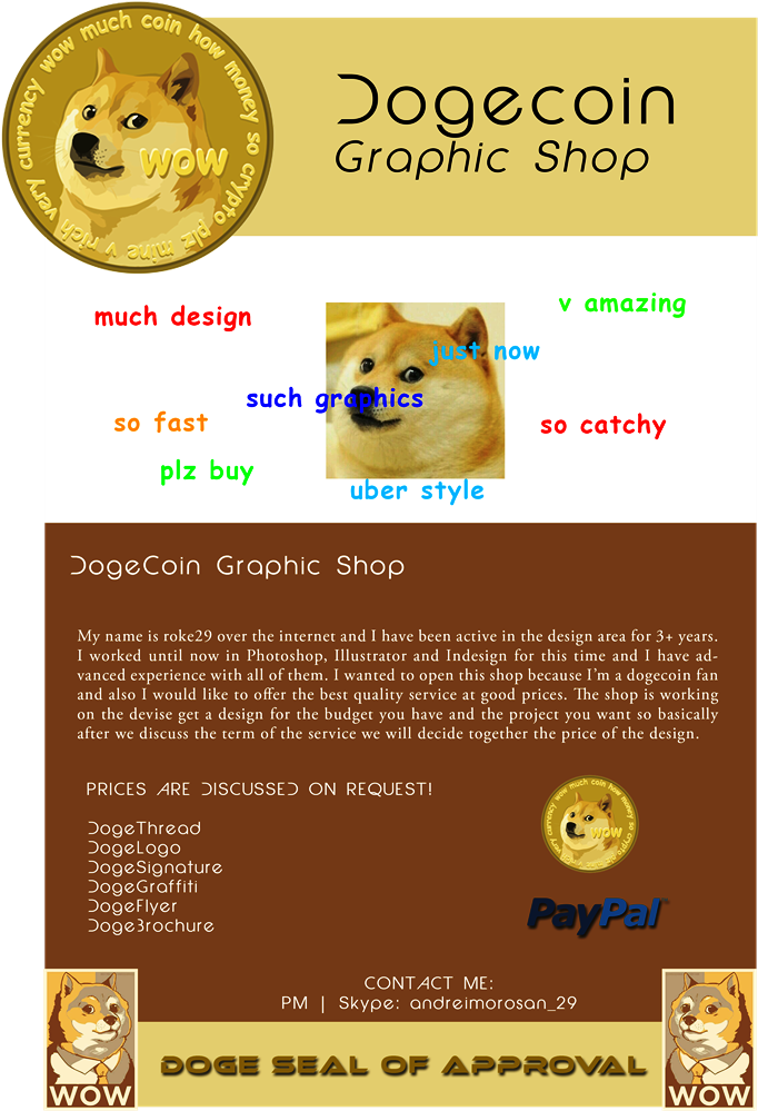 Dogecoin Graphic Shop Advertisement PNG Image