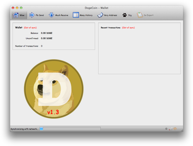 Dogecoin Wallet Interface Version1.3 PNG Image