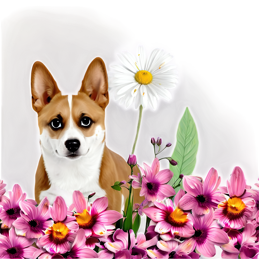 Dogs With Flowers Png 13 PNG Image