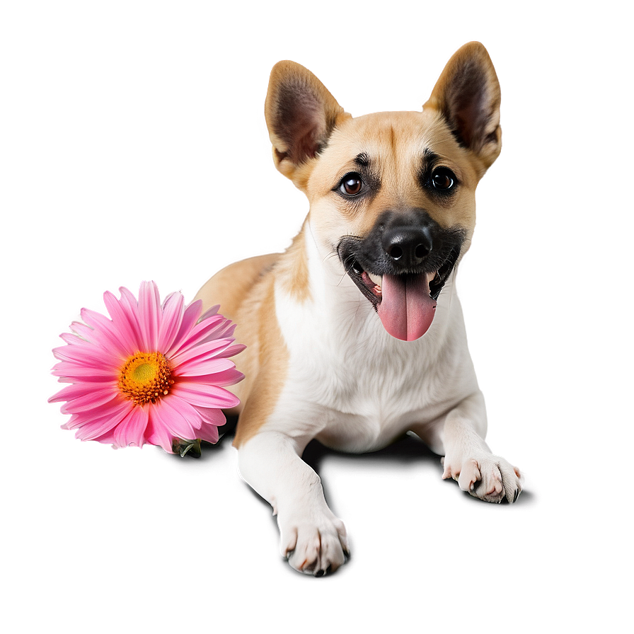 Dogs With Flowers Png Buo PNG Image