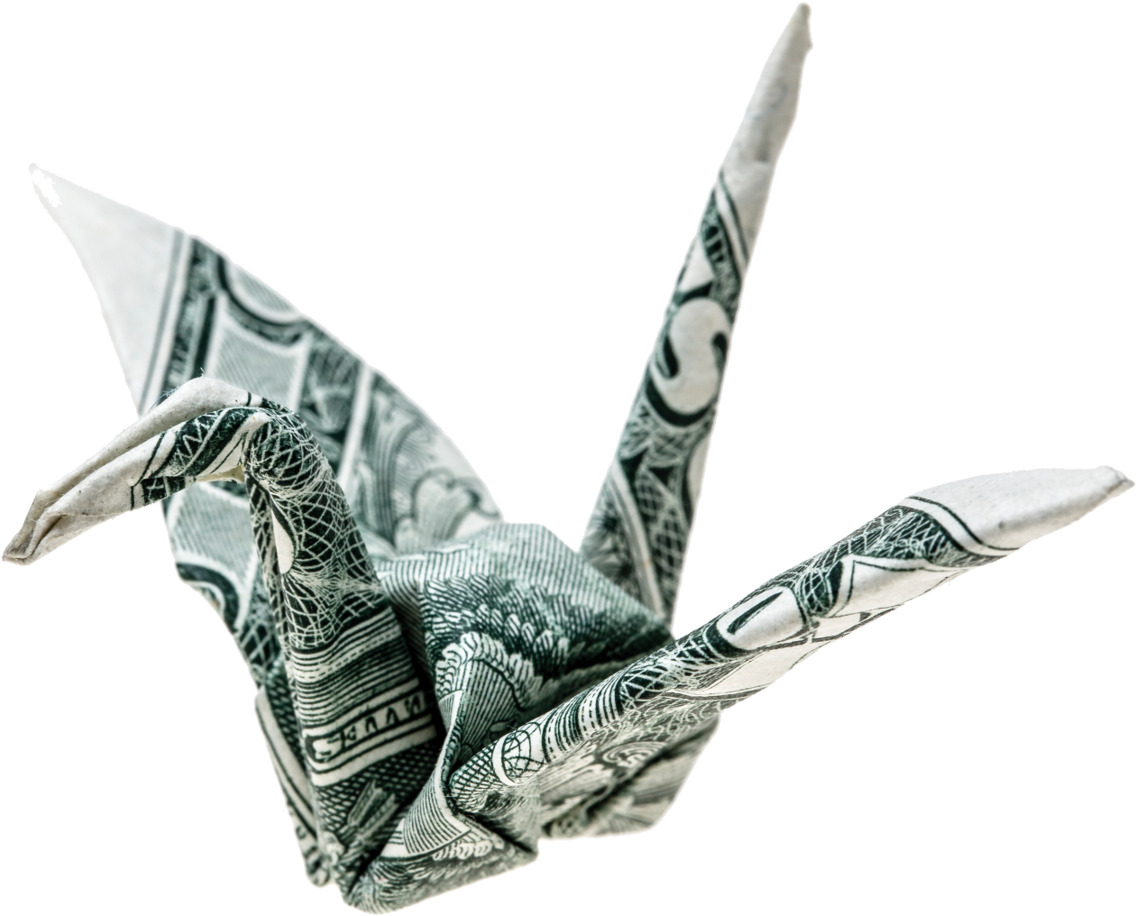 Dollar Bill Origami Crane PNG Image