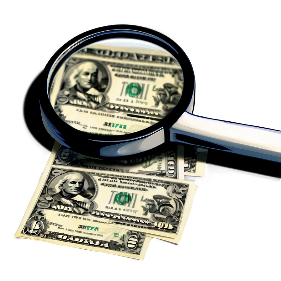 Dollar Bills Under Magnifying Glass Png 56 PNG Image