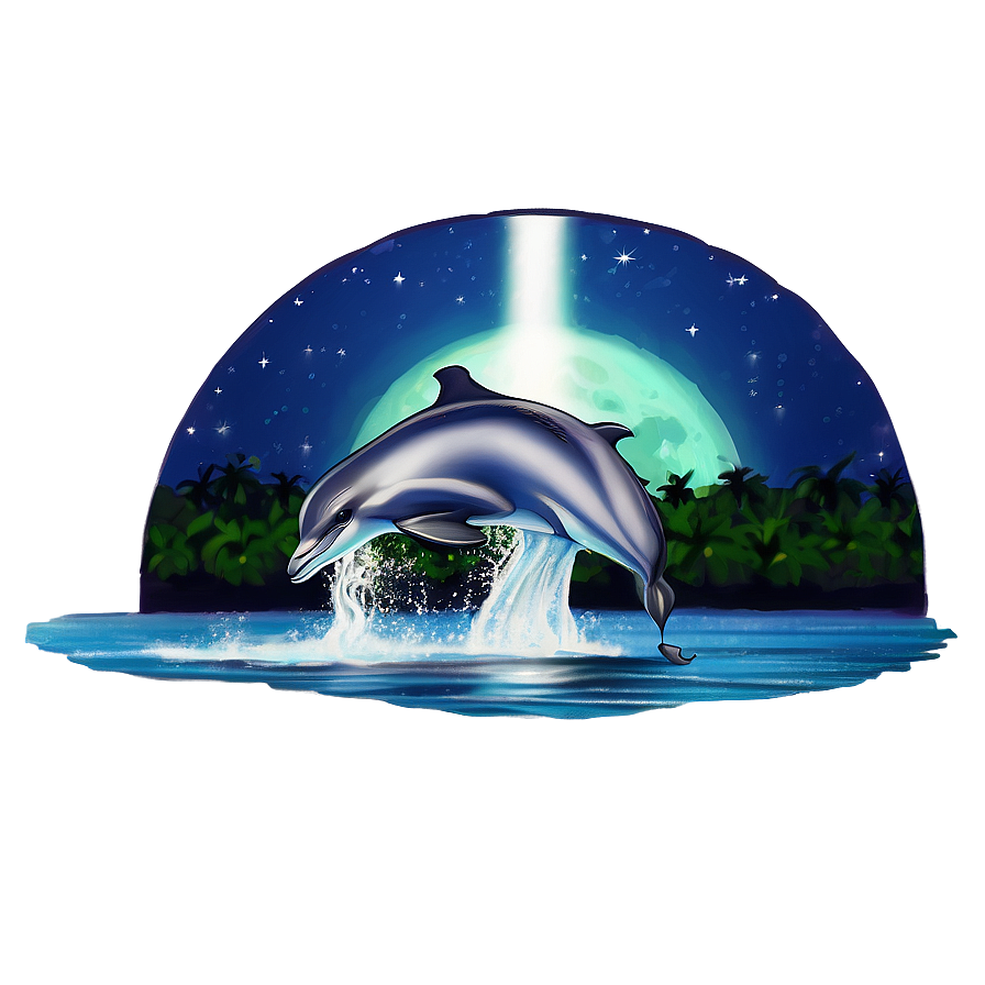 Dolphins In Moonlight Png Ysb PNG Image