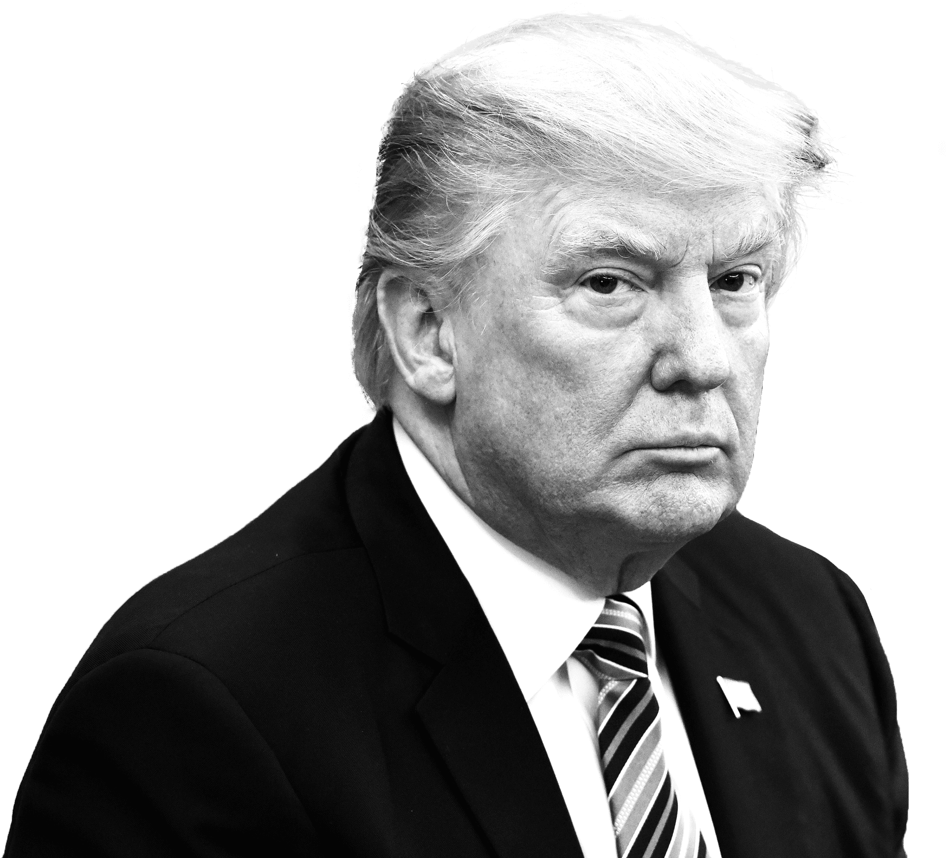 Donald Trump Portrait Blackand White PNG Image