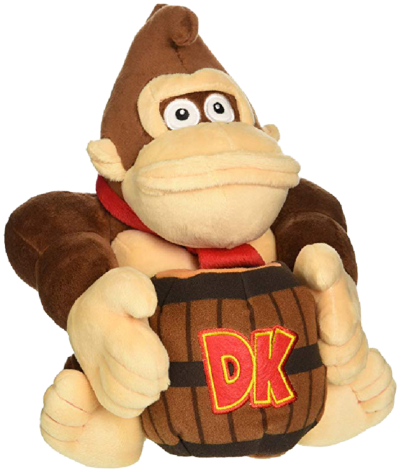 Donkey Kong Plush Toy With Barrel PNG Image