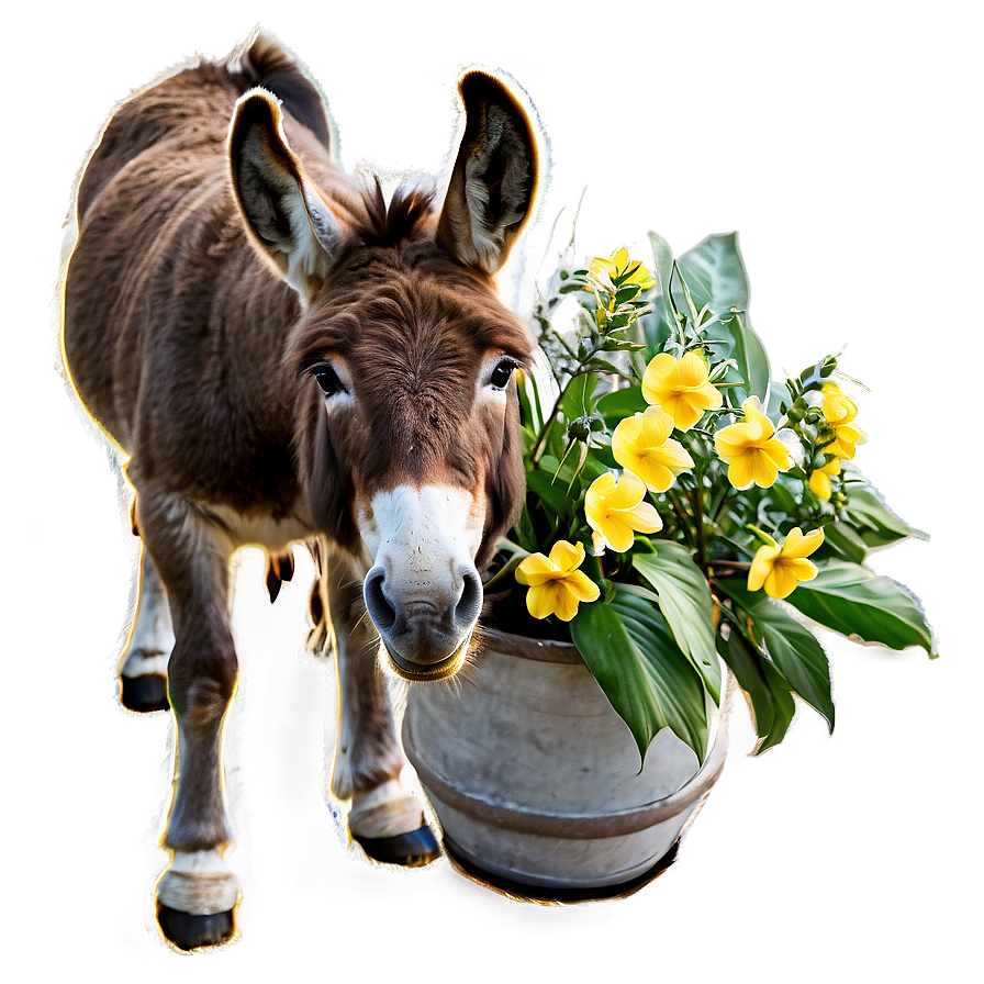 Donkey With Flowers Png Jtj PNG Image