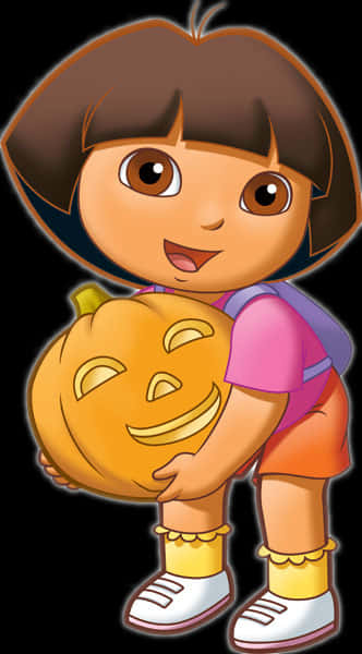 Dora Halloween Pumpkin Carving PNG Image