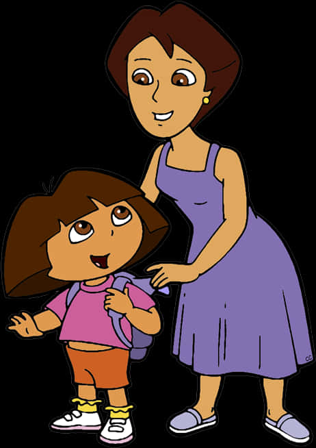 Doraand Mother Cartoon PNG Image