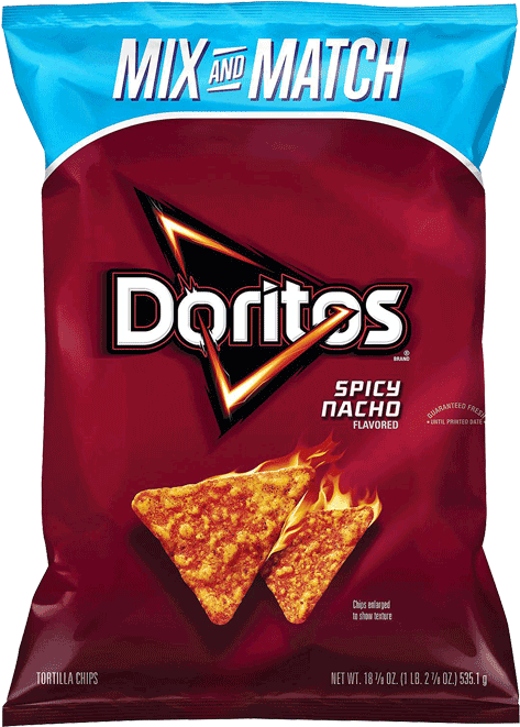 Doritos Spicy Nacho Flavored Chips Package PNG Image