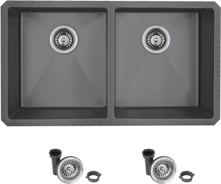 Double Basin Black Kitchen Sink PNG Image