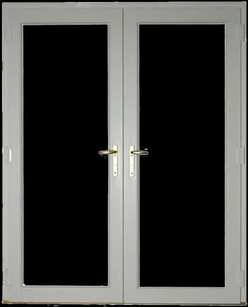 Double Glass Doorswith Silver Frames PNG Image