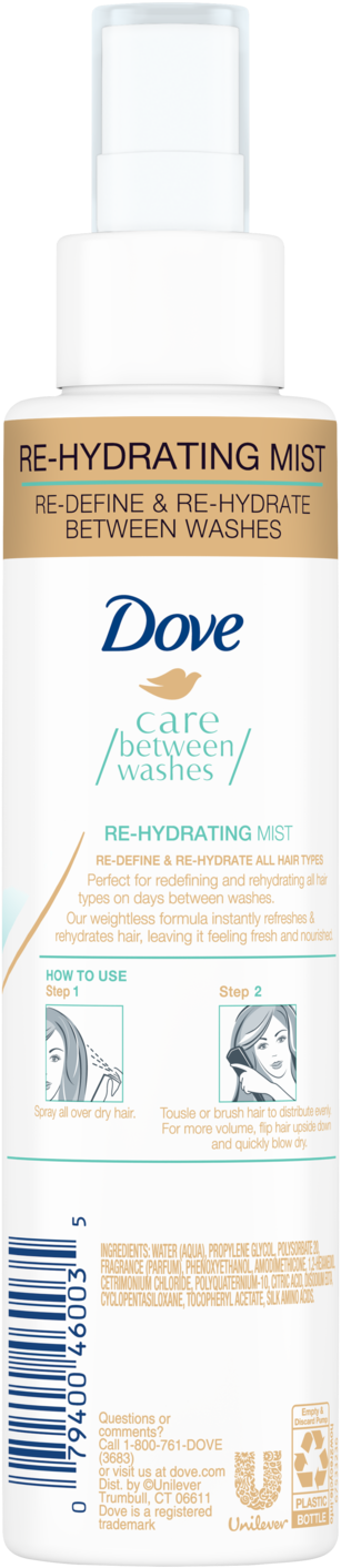 Dove Rehydrating Mist Hair Care Product PNG Image