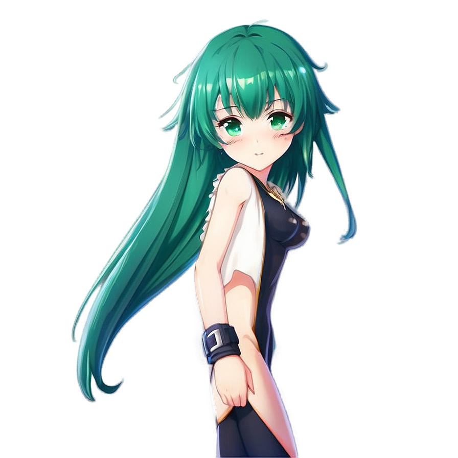 Download Green Haired Anime Png Art Xef1 PNG Image