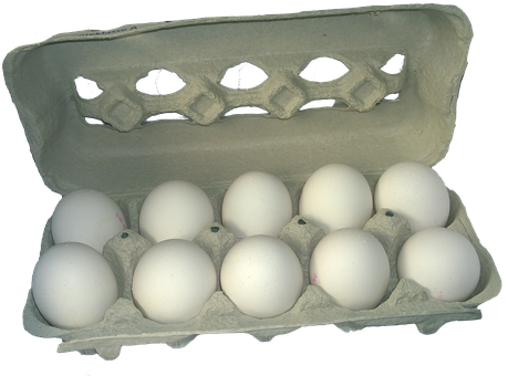 Dozen White Eggsin Carton PNG Image