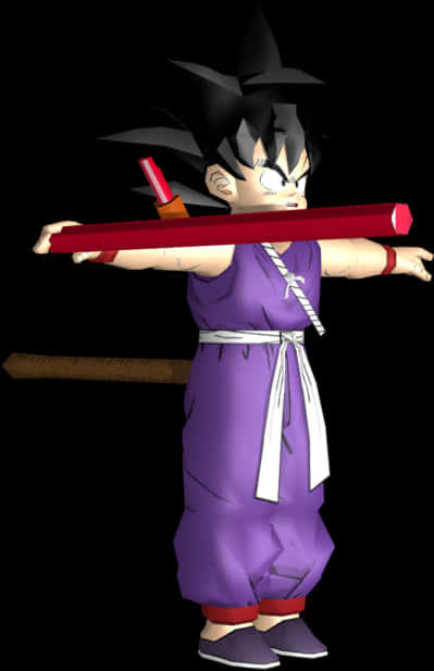 Dragon Ball Z Character With Power Pole PNG Image