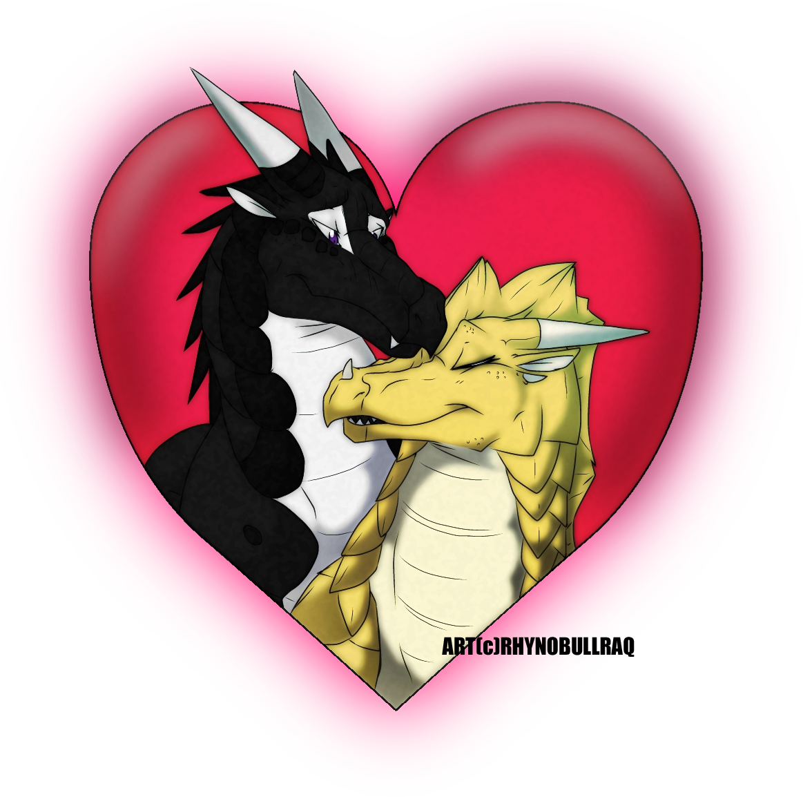 Dragon_ Couple_ Heart_ Frame PNG Image