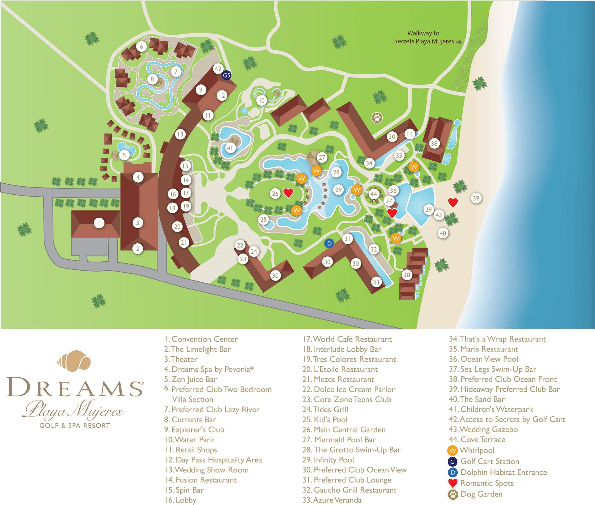 Dreams Playa Mujeres Resort Map PNG Image