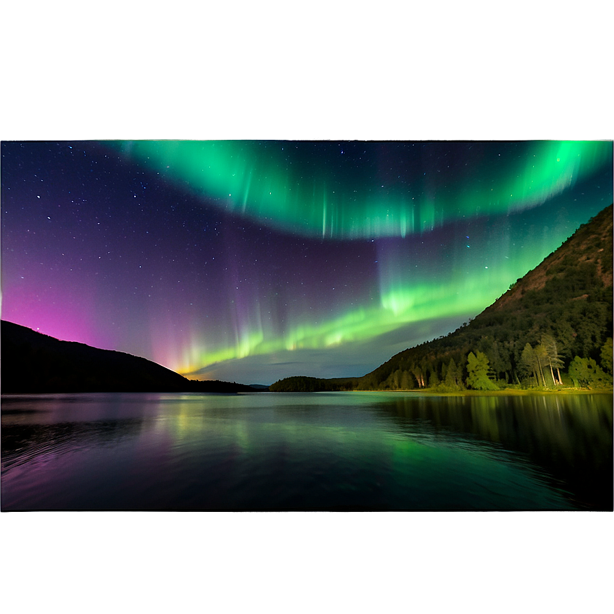 Dreamy Aurora Over River Png Vif PNG Image