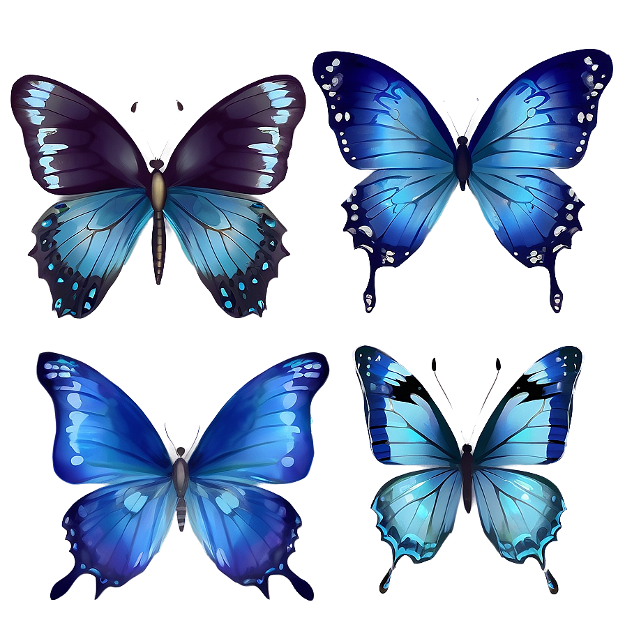 Dreamy Blue Butterflies Png Loh PNG Image