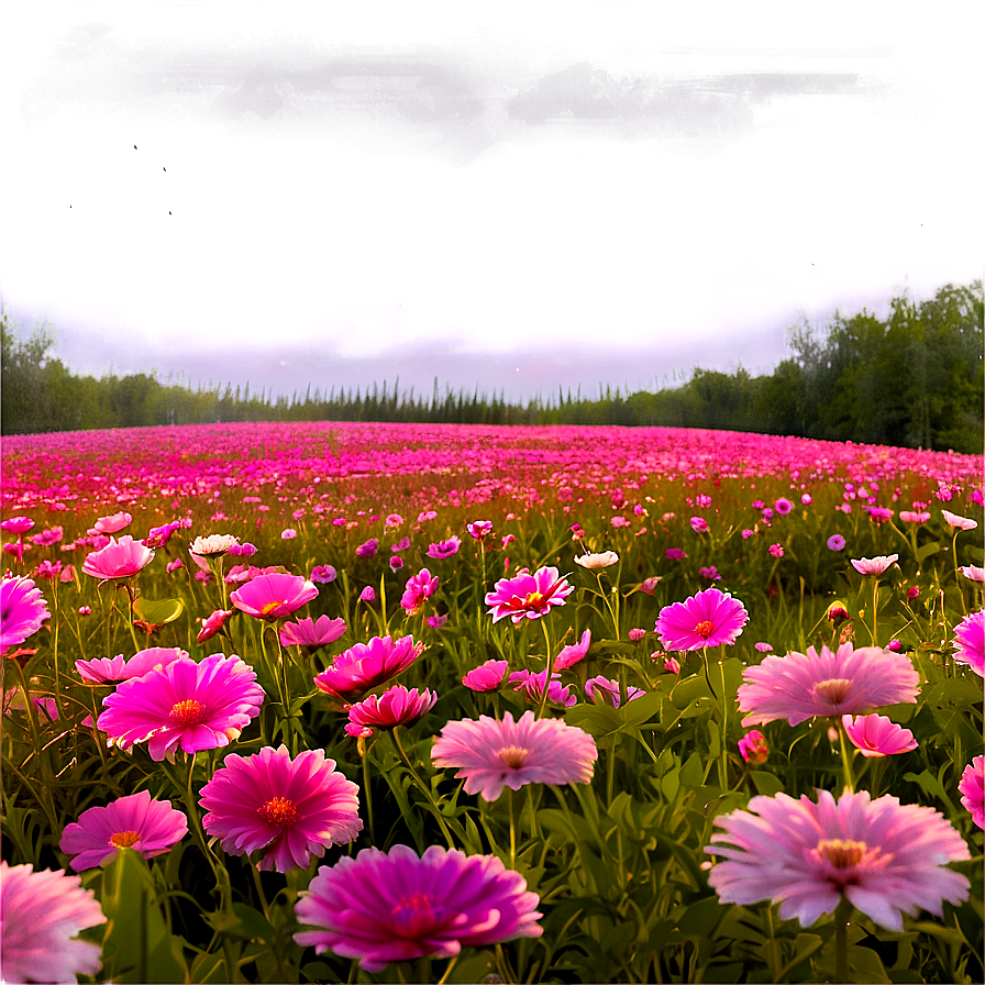 Dreamy Pink Flower Field Png Jxm60 PNG Image