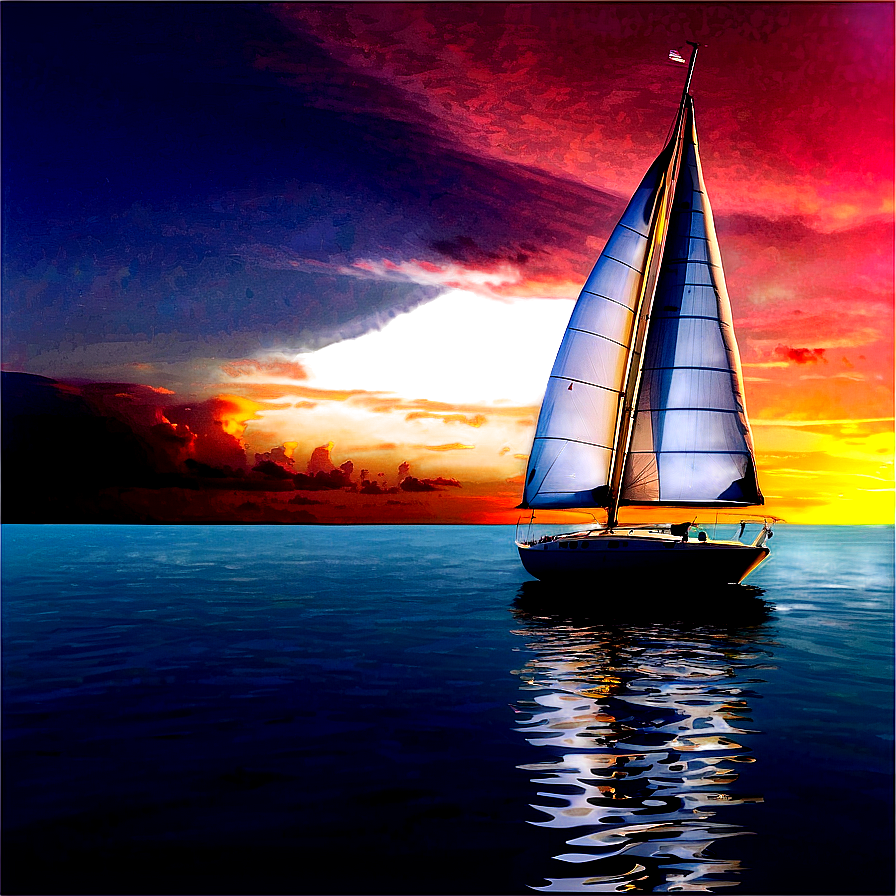 Dreamy Sunset Sailboat Png Vhs48 PNG Image