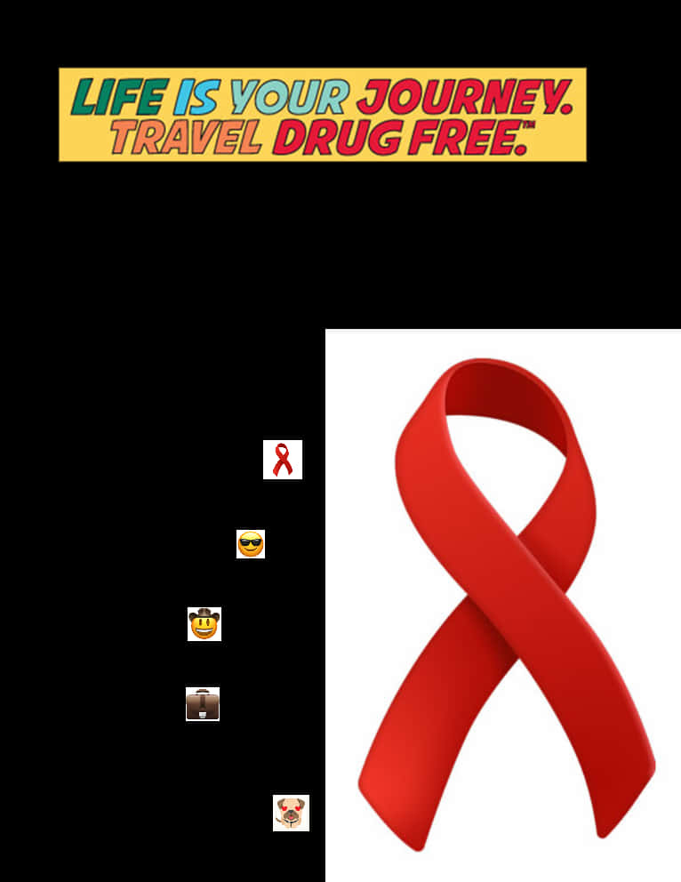 Drug Free Red Ribbon Campaign Poster PNG Image