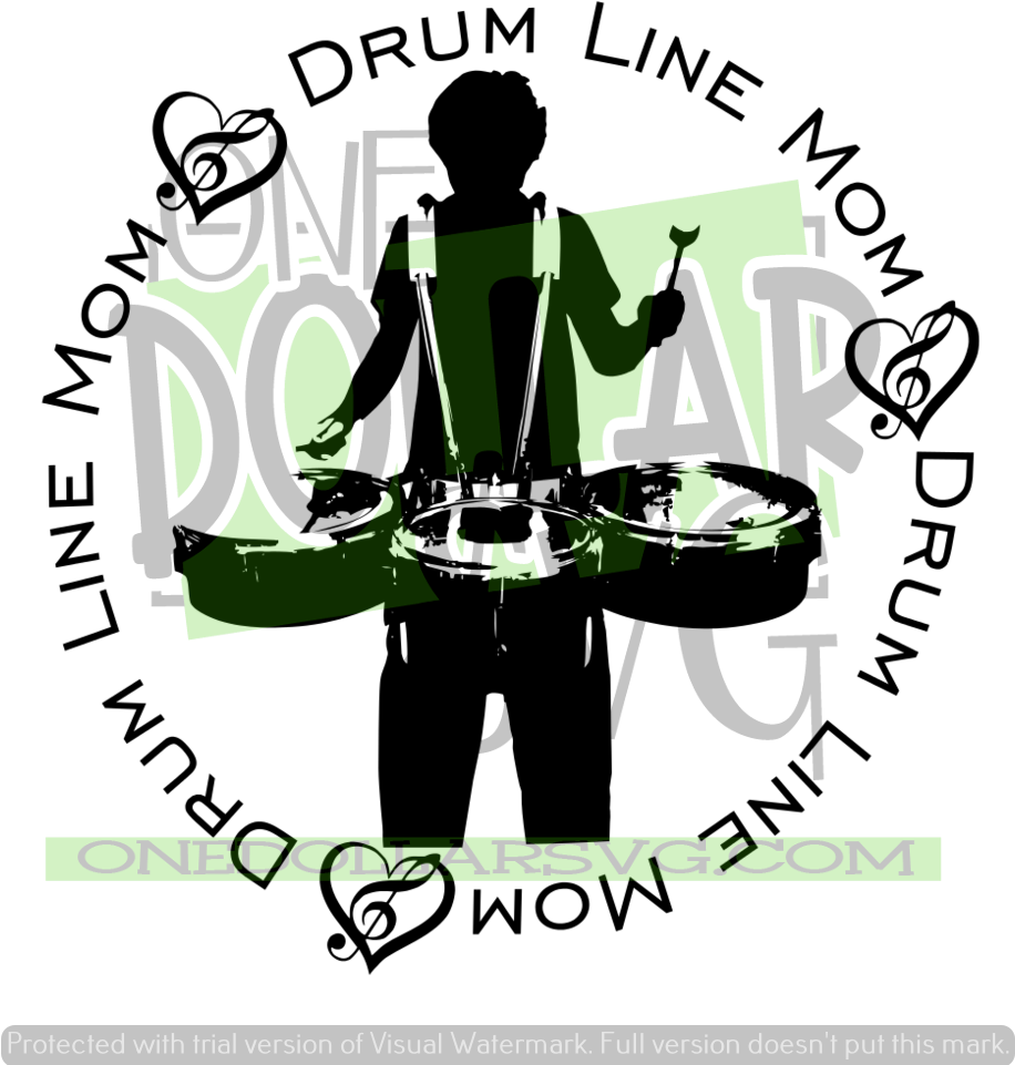 Drumline Silhouette Watermarked Graphic PNG Image