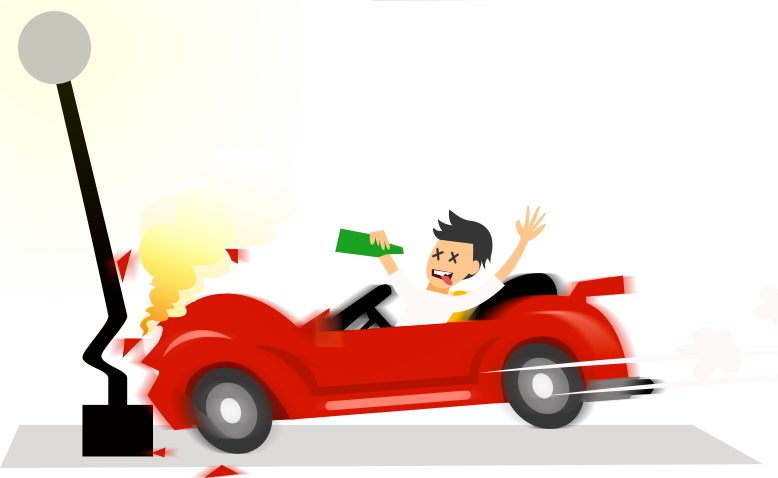 Drunk Driver Cartoon Crash PNG Image