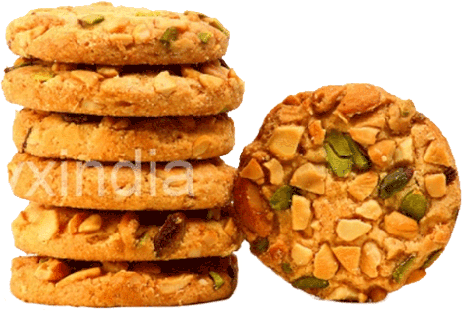 Dry Fruit Cookies Stacked PNG Image