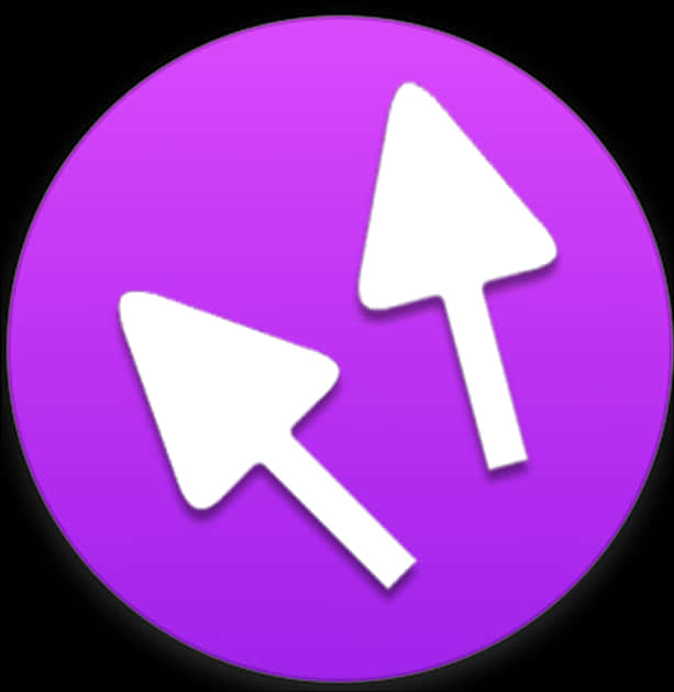 Dual Arrow Cursor Icon Purple Background PNG Image