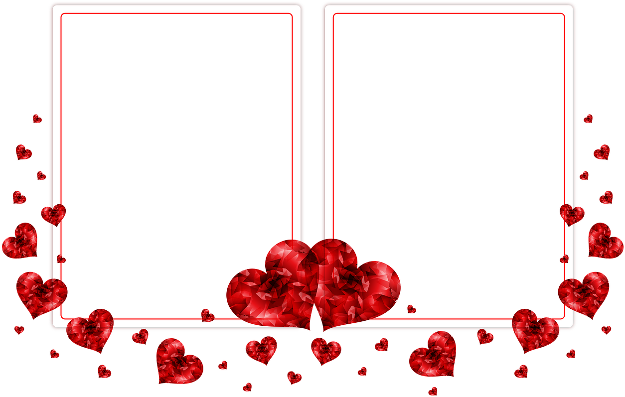 Dual Heart Love Photo Frame PNG Image