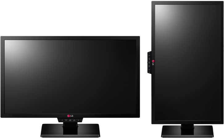 Dual L G Monitors Frontand Side View PNG Image