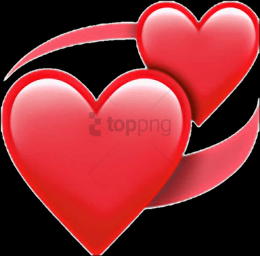 Dual Red Hearts Graphic PNG Image