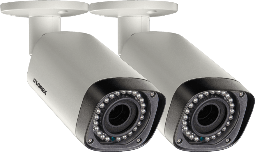 Dual Security Cameras Installation PNG Image