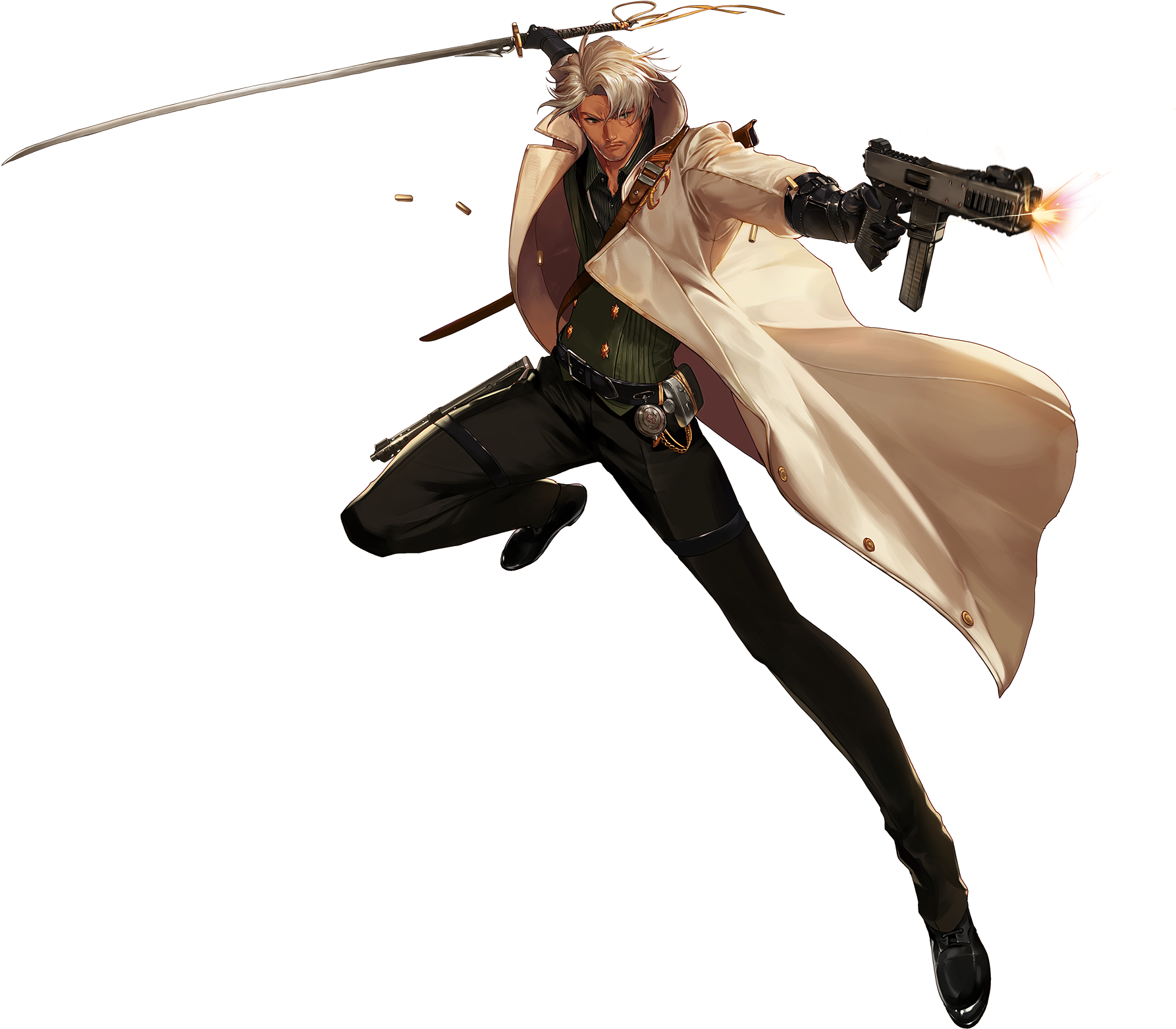 Dual Wielding Assassin Action PNG Image